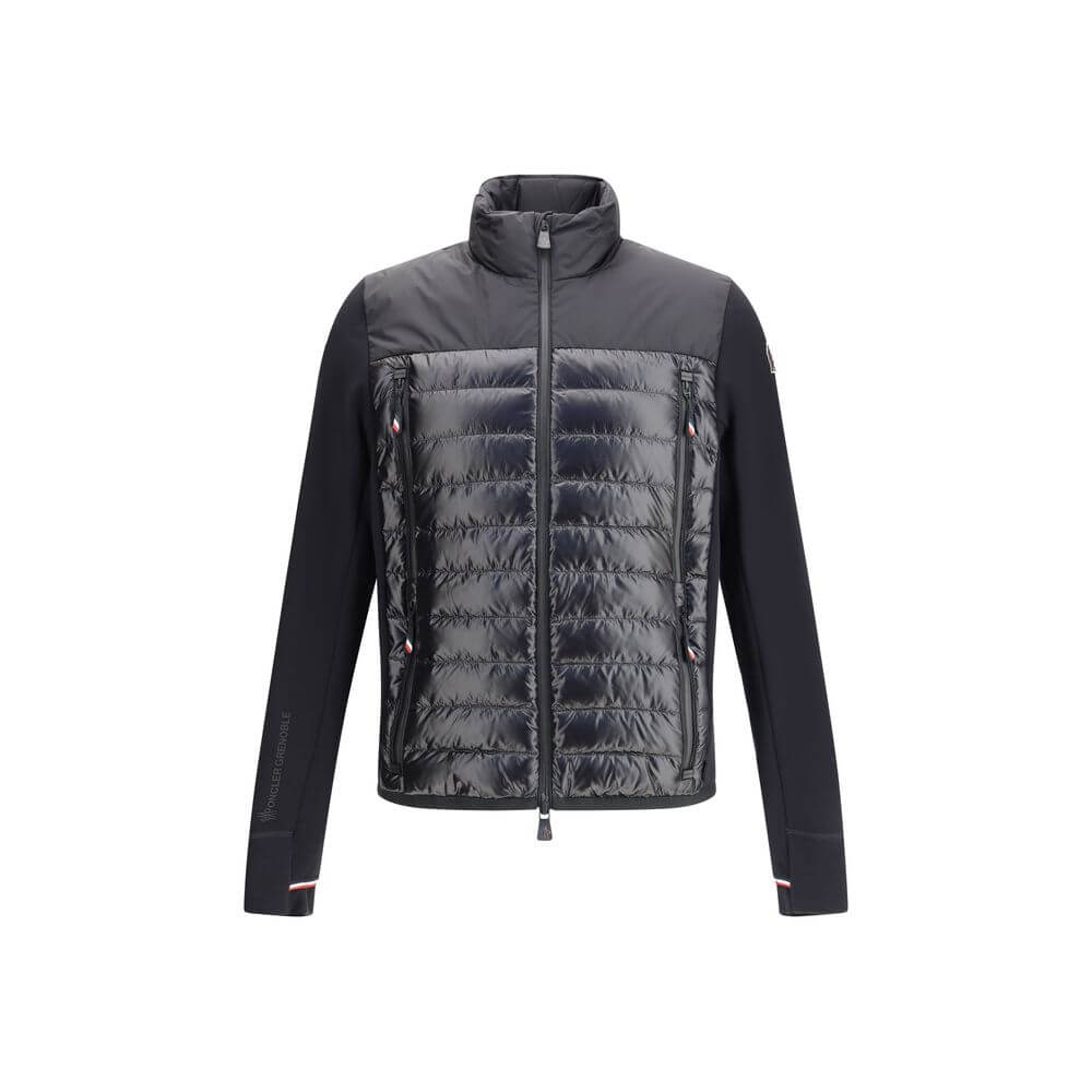 Black Polyester Shell JacketThe padded Polartec® zip-up Jacket by Moncler Grenoble designed for superior comfort and performance in outdoor and mountain settings. Crafted with down-feather filling and a quilted structure, it ensures warmth and lightness.