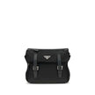 Black Polyamide Shoulder BagExplore medium Shoulder Bag by Prada is made of Re-Nylon and finished with metal details. It features a front zippered pocket, enameled triangle logo flap, and zipper and strap closure. The interior, also made of Re-Nylon, incl