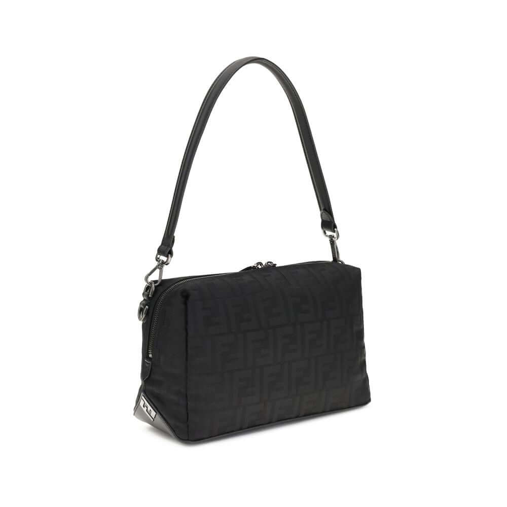 Black Nylon Shoulder BagLui medium Shoulder Bag by Fendi is a perfect balance of iconic style and contemporary functionality. Made of canvas with the unmistakable FF motif embroidered across the surface, it is enriched with elegant FF metal details placed