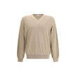 Beige Fleece Wool SweatshirtThe pocket-detail Sweater by Ferragamo is crafted from pure virgin wool with a fine, soft texture. Designed with a slightly dropped shoulder and a relaxed fit, it features an elegant V-neckline and a chest patch pocket for a re