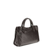 Brown Calf Leather Bos Taurus Shoulder BagBalenciaga’s Le City Medium Shoulder Bag is a high-class item made of fine lambskin leather that combines elegance and functionality. The two hand-woven leather handles lend an artisanal and refined touch, while t
