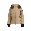 Beige Polyamide Full-Length JacketThe Moncler Grenoble Montgetech Ski Down Jacket with Hood, designed for peak performance in skiing and snowboarding. Crafted from 2L 4-way stretch nylon, it provides exceptional flexibility and weather resistance. The pad