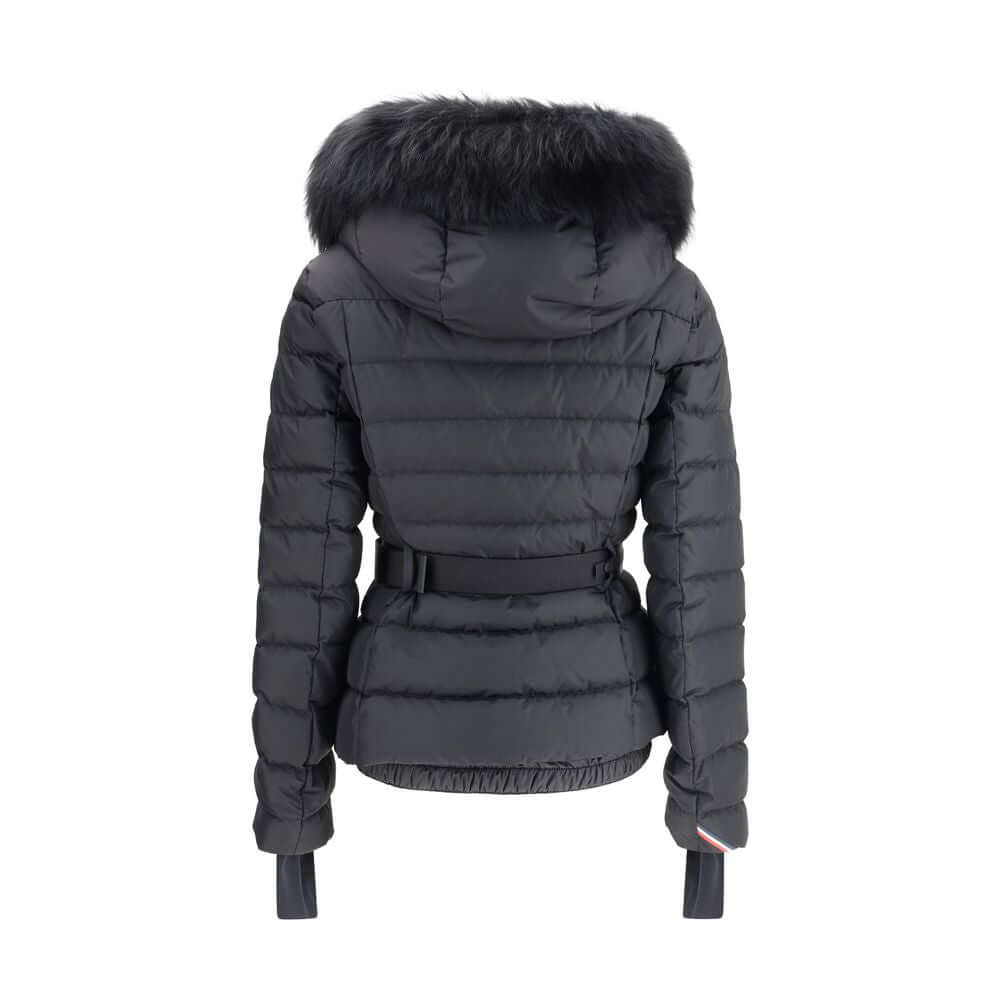 Black Polyamide CoatThe Beverley Down Jacket by Moncler Grenoble is designed for skiing and outdoor activities. Crafted from 2L technical nylon, it ensures breathability and protection, while its down-filled padding provides lightweight warmth. Featuring