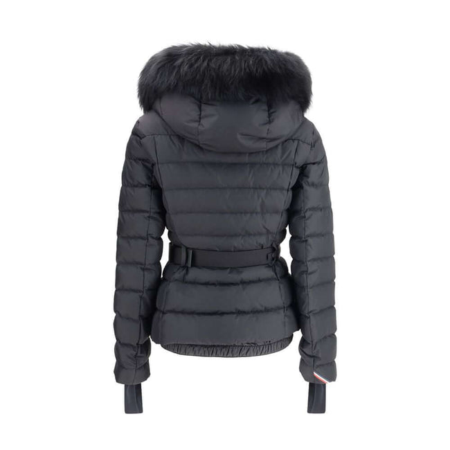 Black Polyamide CoatThe Beverley Down Jacket by Moncler Grenoble is designed for skiing and outdoor activities. Crafted from 2L technical nylon, it ensures breathability and protection, while its down-filled padding provides lightweight warmth. Featuring
