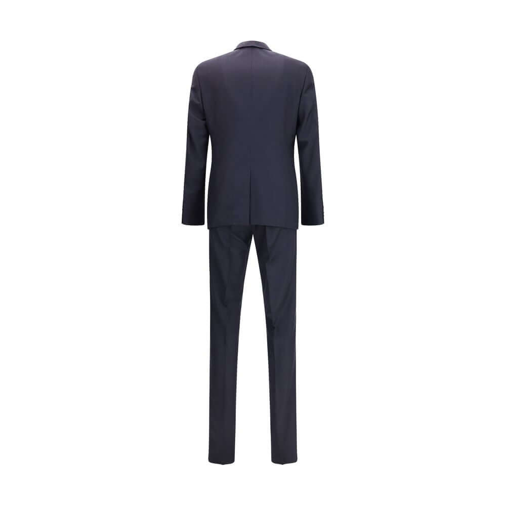 Blue Fleece Wool Two-Piece SuitThe single-breasted wool and cashmere Suit by Prada exemplifies refined tailoring and timeless sophistication. Crafted from a luxurious blend of wool and cashmere, it features a slim fit and meticulous attention to detail. T