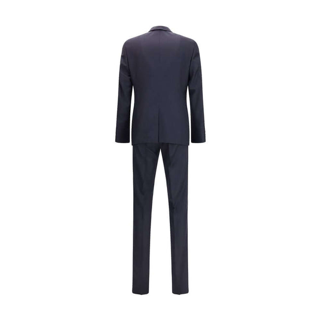 Blue Fleece Wool Two-Piece SuitThe single-breasted wool and cashmere Suit by Prada exemplifies refined tailoring and timeless sophistication. Crafted from a luxurious blend of wool and cashmere, it features a slim fit and meticulous attention to detail. T
