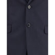 Blue Fleece Wool Two-Piece SuitThe single-breasted wool and cashmere Suit by Prada exemplifies refined tailoring and timeless sophistication. Crafted from a luxurious blend of wool and cashmere, it features a slim fit and meticulous attention to detail. T