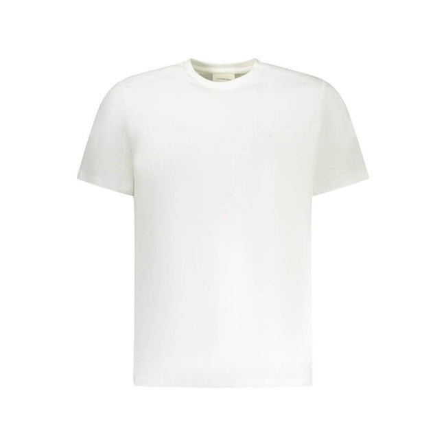 White Cotton Men T-ShirtElevate your style with the undeniable sophistication of Calvin Klein. This white short-sleeved T-shirt brings a touch of class to casualwear, featuring a crew neck and an elegantly embroidered logo that makes a statement. Crafted