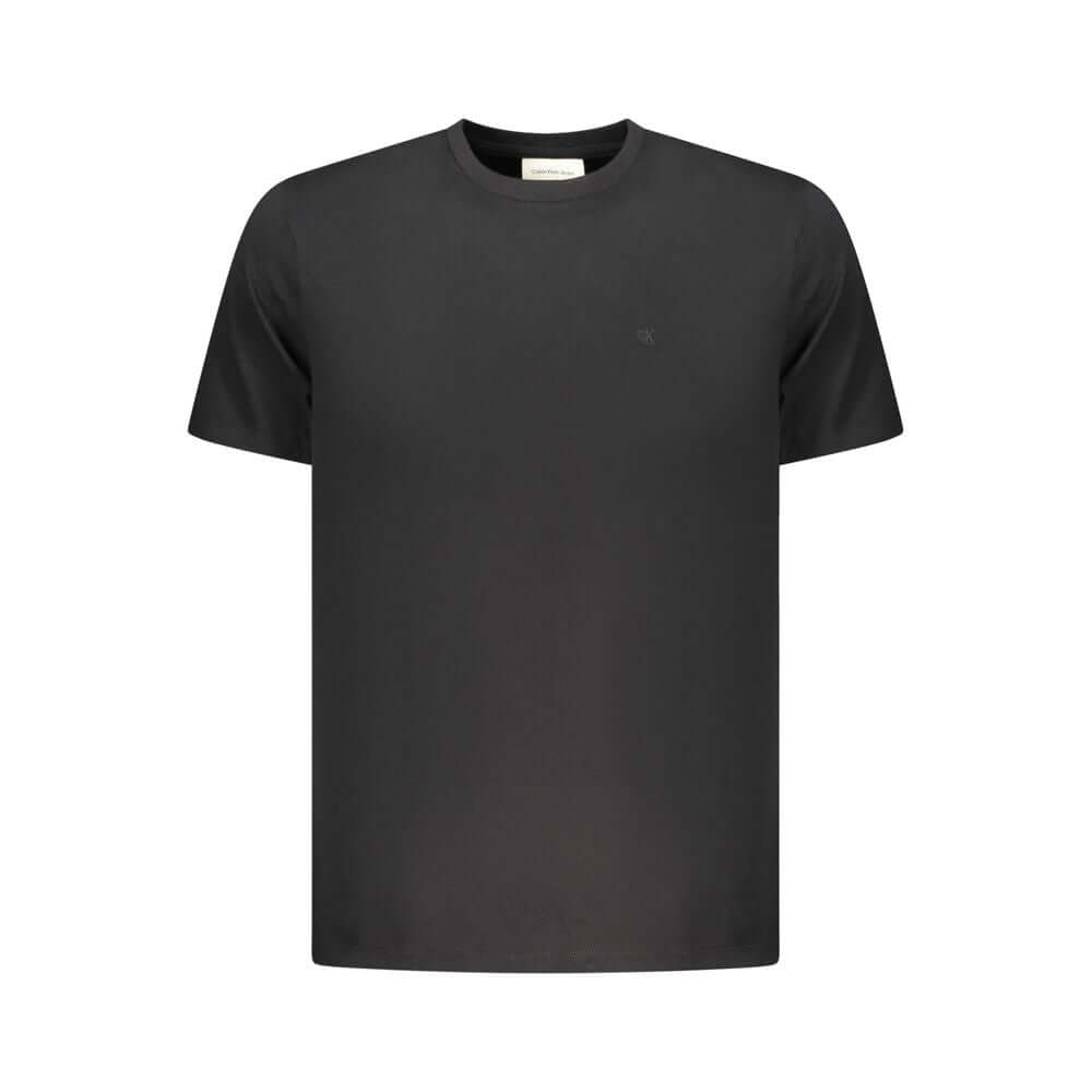 Black Cotton Men T-ShirtStep into the effortless cool of Calvin Klein with this sleek, short-sleeved T-shirt. A true symbol of modern minimalism, this tee boasts bold embroidery that brings the iconic logo to the forefront. Crafted from the finest cotton,