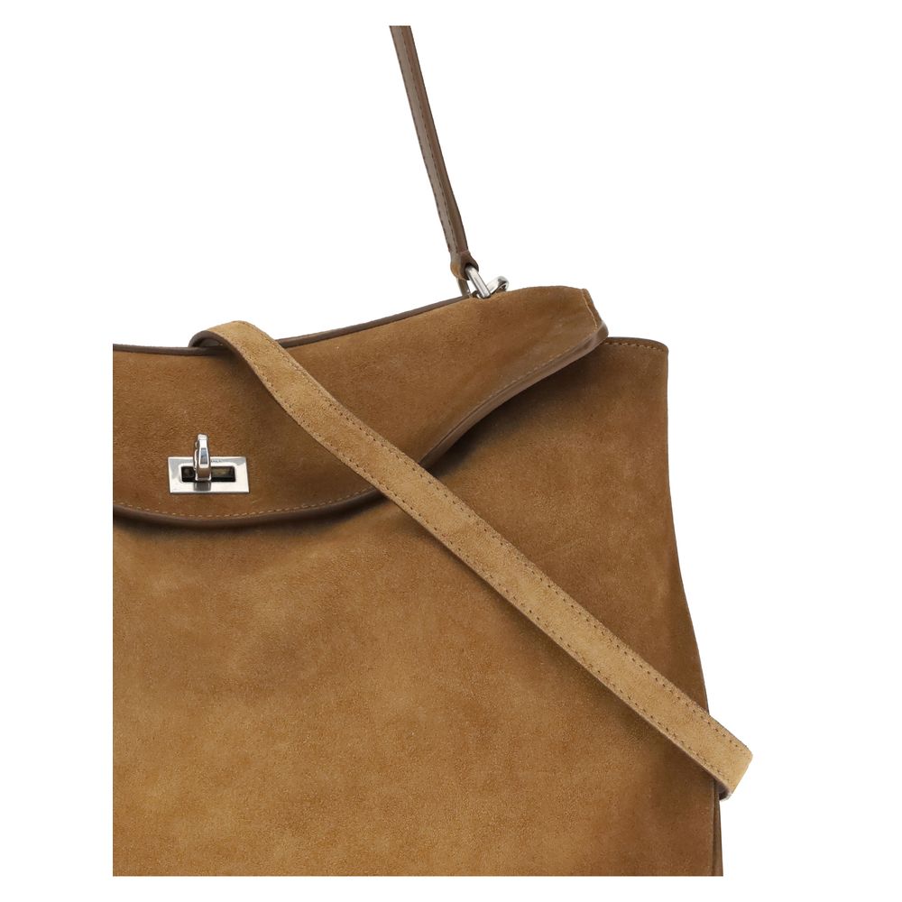 Brown Leather Shoulder Bag with Top Handle