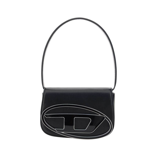 Black Calf Leather Bos Taurus Shoulder BagThe 1DR Shoulder Bag by Diesel is made of mirrored leather with a flat shoulder strap. It has a front magnetic closure and the brand’s embossed Oval-D logo. Inside is a welt pocket to keep items in order. A modern