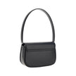 Black Calf Leather Bos Taurus Shoulder BagThe 1DR Shoulder Bag by Diesel is made of mirrored leather with a flat shoulder strap. It has a front magnetic closure and the brand’s embossed Oval-D logo. Inside is a welt pocket to keep items in order. A modern