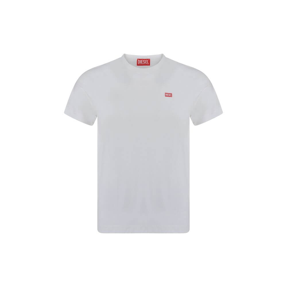 White Cotton T-ShirtCotton T-Shirt by Diesel, ribbed crew neck, iconic contrasting brand monogram at front, monochrome pattern, regular fit Season: AW25 Composition: GENERAL 100% Cotton MADE IN INDIAWhite Cotton T-Shirt${tagsDieselAulae White Cotton T-Shi