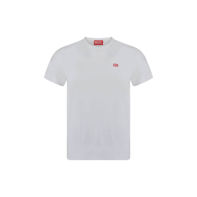 White Cotton T-ShirtCotton T-Shirt by Diesel, ribbed crew neck, iconic contrasting brand monogram at front, monochrome pattern, regular fit Season: AW25 Composition: GENERAL 100% Cotton MADE IN INDIAWhite Cotton T-Shirt${tagsDieselAulae White Cotton T-Shi