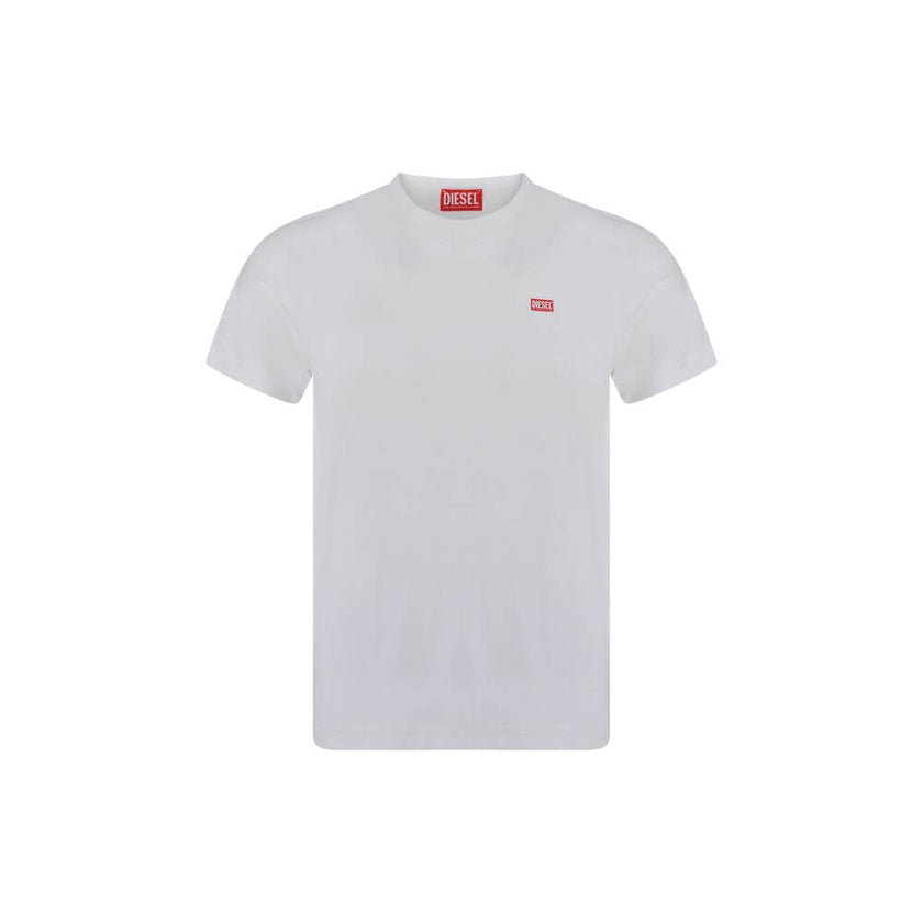 White Cotton T-ShirtCotton T-Shirt by Diesel, ribbed crew neck, iconic contrasting brand monogram at front, monochrome pattern, regular fit Season: AW25 Composition: GENERAL 100% Cotton MADE IN INDIAWhite Cotton T-Shirt${tagsDieselAulae White Cotton T-Shi