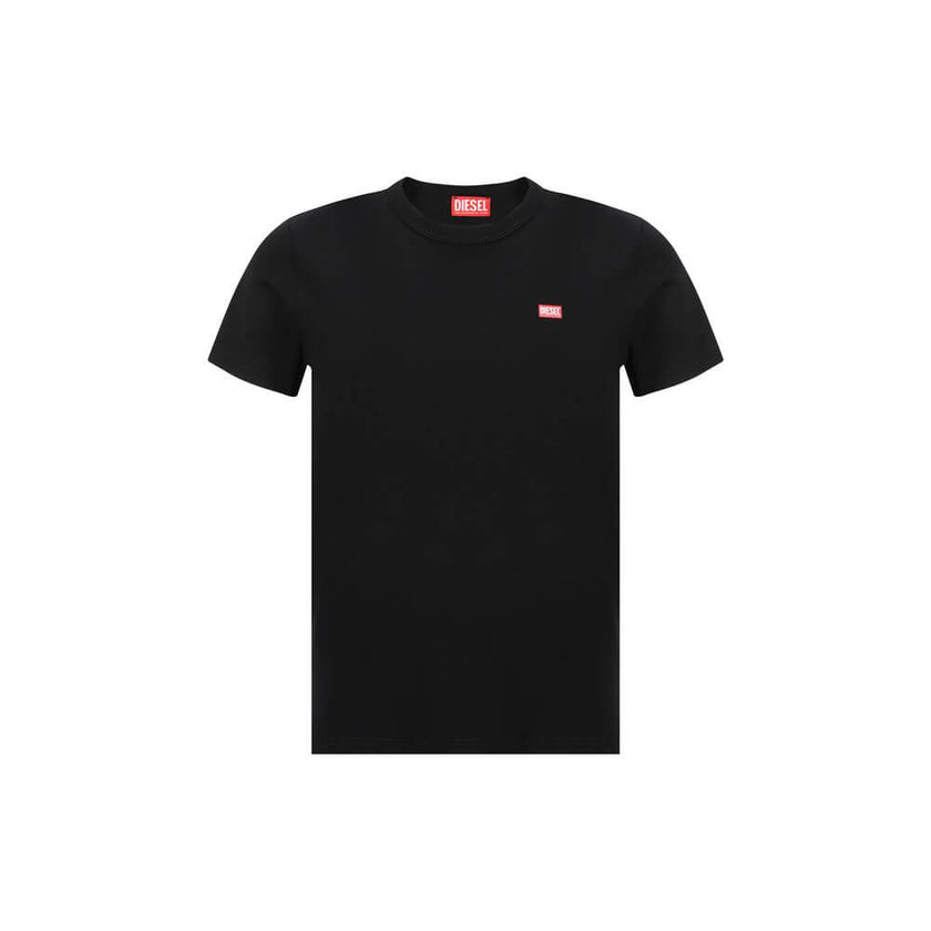 Black Cotton T-ShirtCotton T-Shirt by Diesel, ribbed crew neck, iconic contrasting brand monogram at front, monochrome pattern, regular fit Season: AW25 Composition: GENERAL 100% Cotton MADE IN INDIABlack Cotton T-Shirt${tagsDieselAulae Black Cotton T-Shi