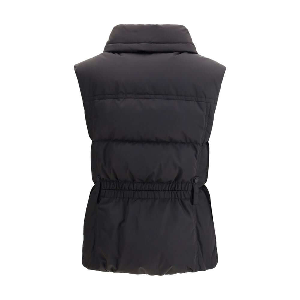 Black Polyester Sleveless JacketThe Hallaine Vest redefines lightness as a form of strength. Its clean lines and structured collar balance practicality with style, while the front pockets add function without breaking the design’s harmony. A piece created