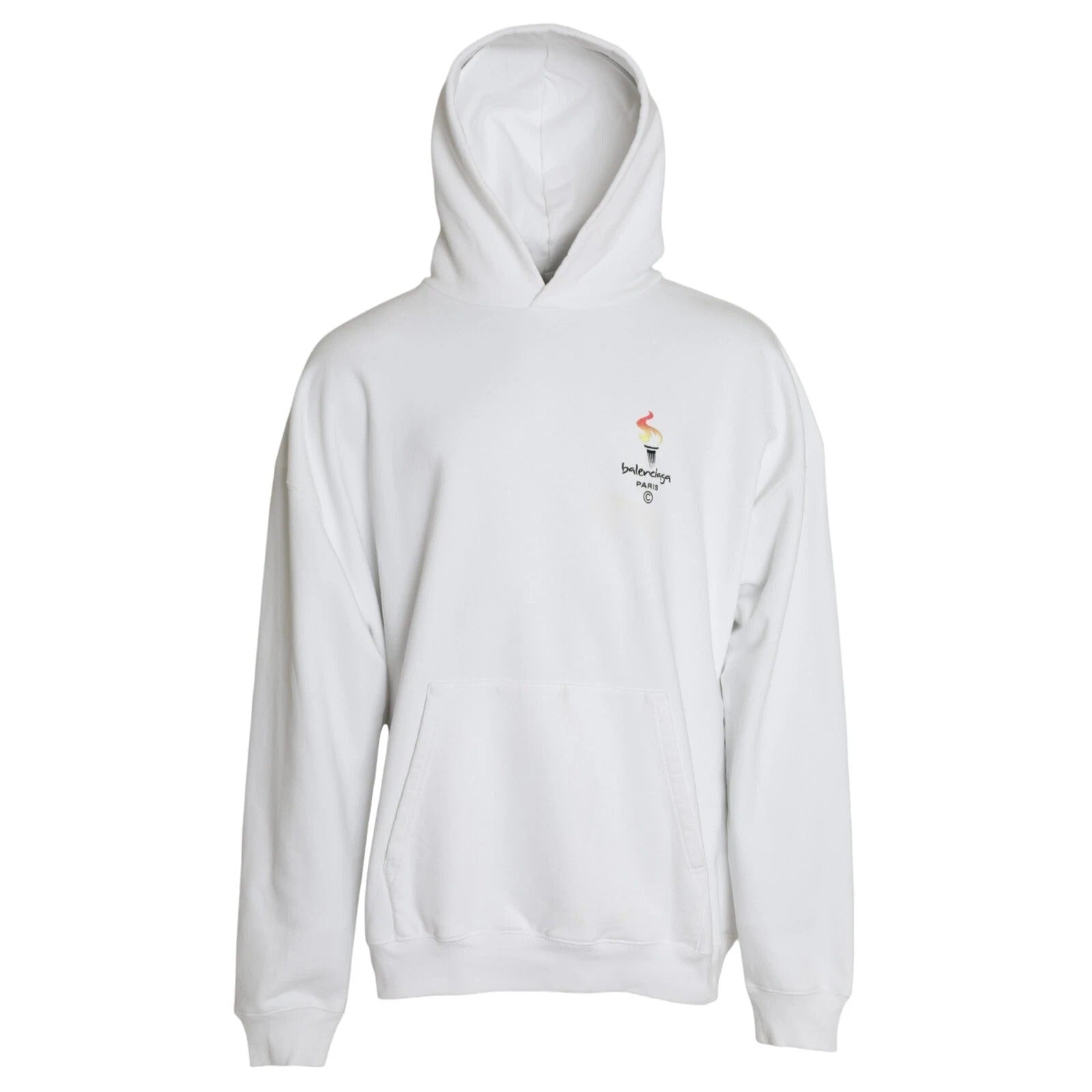 Pull oversize à capuche en coton blanc