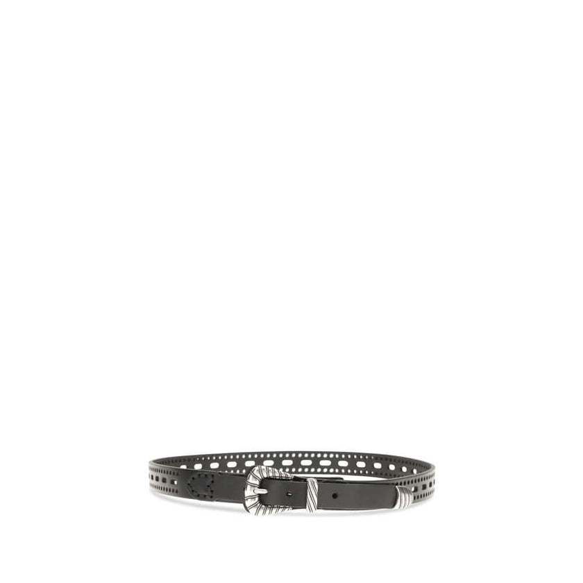 Black Calf Leather Bos Taurus Regular BeltLeather Belt by Etro stands out for its perforated details and refined style. It is complemented by metal elements with a silver finish and engraved workmanship, adding a sophisticated, handcrafted touch to the ac