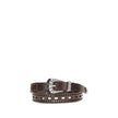 Brown Calf Leather Bos Taurus BeltLeather Belt by Etro stands out for its perforated details and refined style. It is complemented by metal elements with a silver finish and engraved workmanship, adding a sophisticated, handcrafted touch to the accessory.