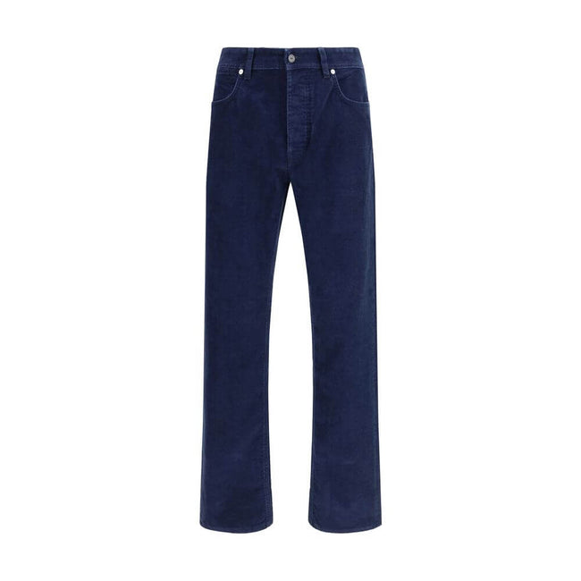 Blue Cotton Straight-Leg JeansThe straight-leg corduroy Trousers by Stone Island blend refined style with utilitarian spirit. Crafted from cotton corduroy, they feature a concealed zip and button closure, two slanted front pockets, and two back welt pocke
