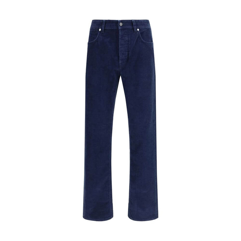 Blue Cotton Straight-Leg JeansThe straight-leg corduroy Trousers by Stone Island blend refined style with utilitarian spirit. Crafted from cotton corduroy, they feature a concealed zip and button closure, two slanted front pockets, and two back welt pocke