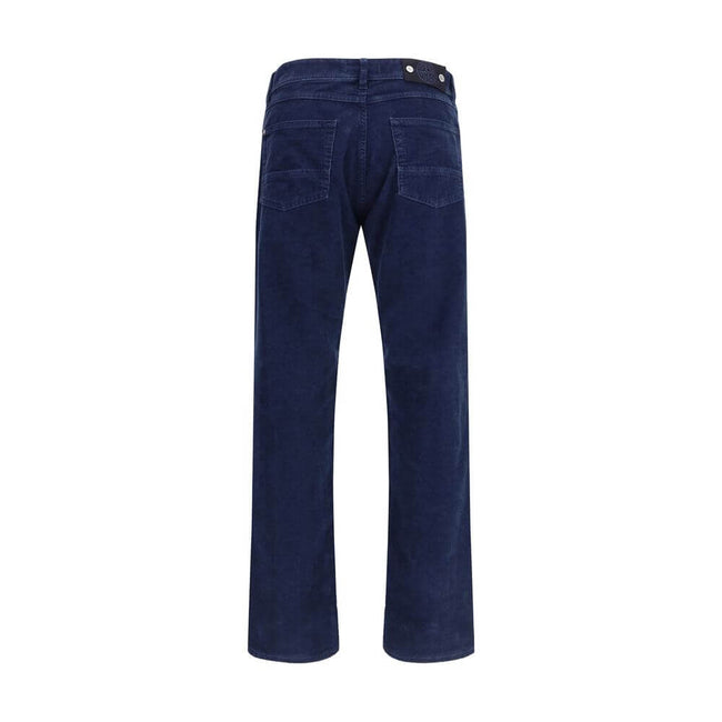 Blue Cotton Straight-Leg JeansThe straight-leg corduroy Trousers by Stone Island blend refined style with utilitarian spirit. Crafted from cotton corduroy, they feature a concealed zip and button closure, two slanted front pockets, and two back welt pocke