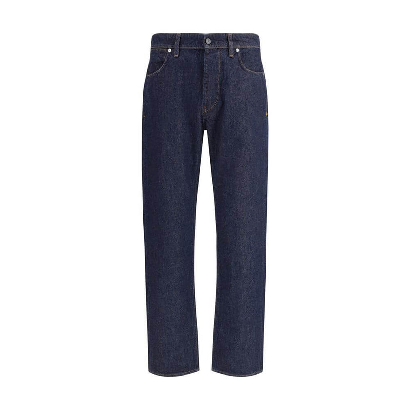 Blue Cotton Cropped JeansThe Stone Island Denim-Rinsed Jeans offer a refined take on a wardrobe essential, featuring a dark wash and distinctive contrast stitching. Crafted from durable denim, they include a regular waist with belt loops, button fastening