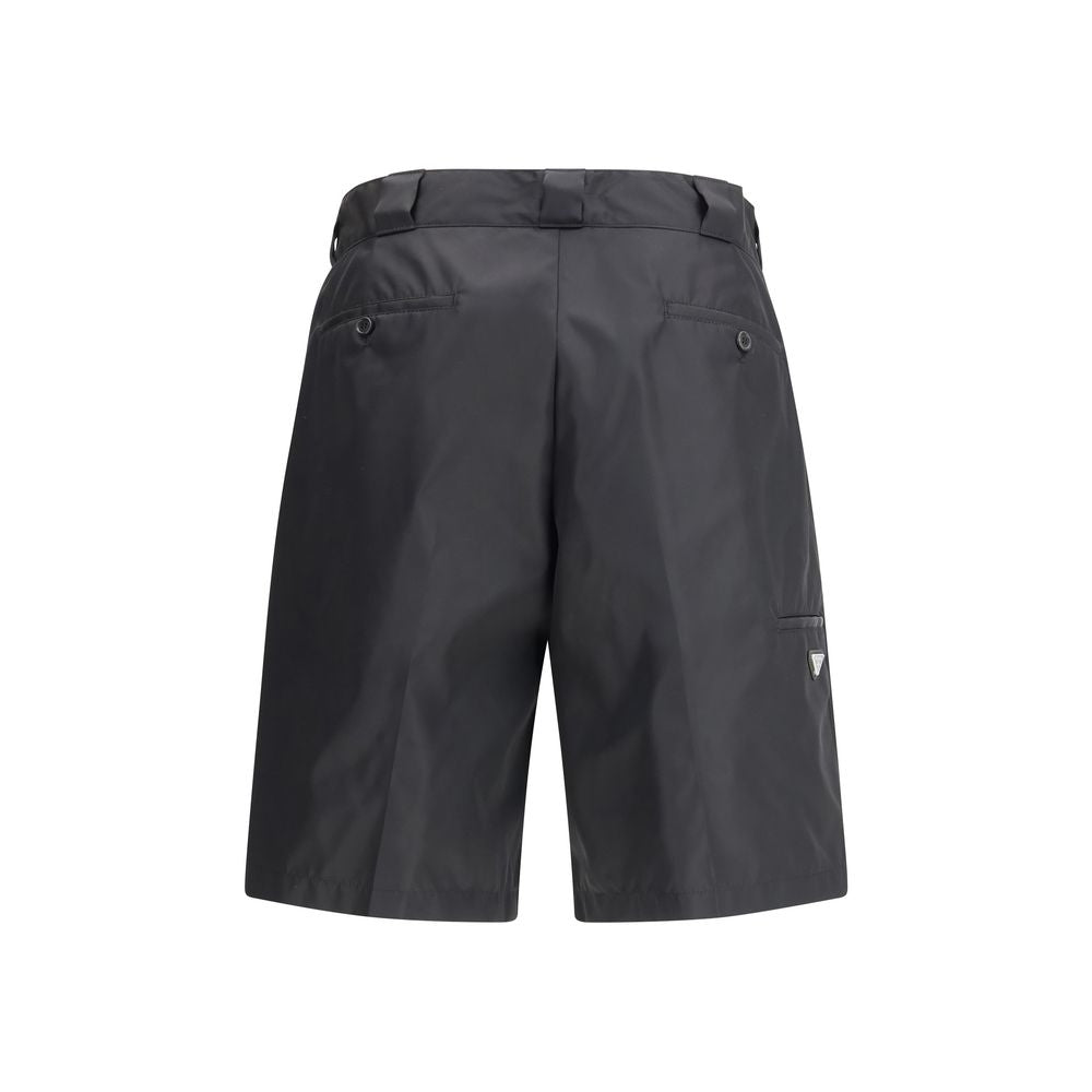 Schwarze synthetische Bermudashorts mit Logo-Detail