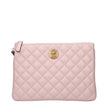 Pink Leather Clutch BagDescription: The product with MPN 10155791A039121PV4V and code F85126 leather in pink is a clutches designed by Versace. It has features like front detail, removable handle.Pink Leather Clutch Bag${tagsVersaceAulae Pink Leather Clut