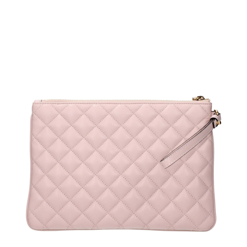 Pink Leather Clutch BagDescription: The product with MPN 10155791A039121PV4V and code F85126 leather in pink is a clutches designed by Versace. It has features like front detail, removable handle.Pink Leather Clutch Bag${tagsVersaceAulae Pink Leather Clut