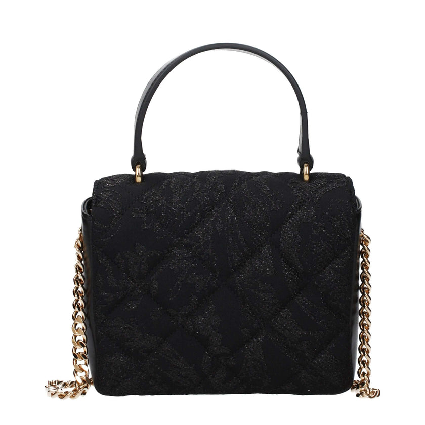 Black Fabric HandbagDescription: The product with MPN 10207061A157191B00V and code F85131 fabric in black is a handbags designed by Versace. It has features like front detail, removable shoulder.Black Fabric Handbag${tagsVersaceAulae Black Fabric Handbag