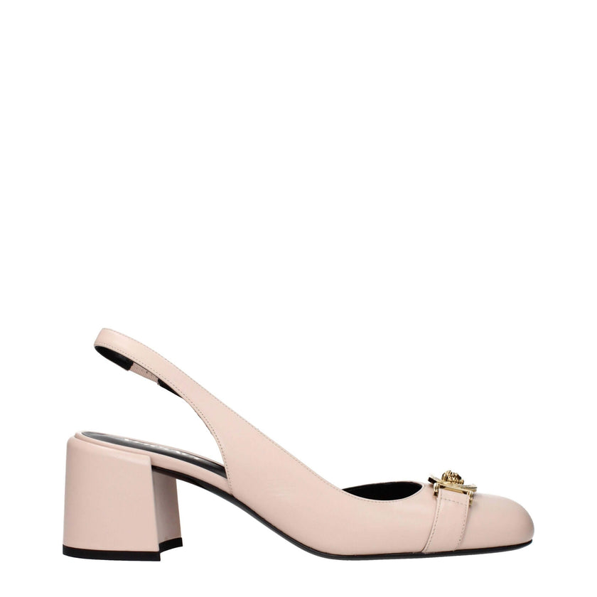 Pink Leather Mid Heel PumpsDescription: The product with MPN 10146191A086631PV4V and code F85134 leather in pink is a sandals designed by Versace. It has features like front detail.Pink Leather Mid Heel Pumps${tagsVersaceAulae Pink Leather Mid Heel Pumps
