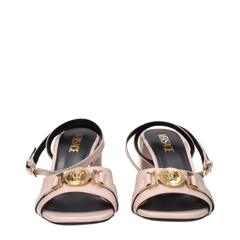 Pink Leather Platform SandalsDescription: The product with MPN 10147331A086631PV4V and code F85136 leather in pink is a sandals designed by Versace. It has features like front detail.Pink Leather Platform Sandals${tagsVersaceAulae Pink Leather Platform Sa