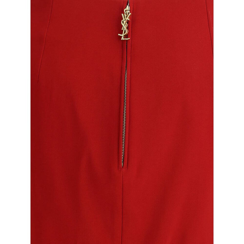 Red Viscose SkirtThe Satin Pencil Skirt by Saint Laurent is a statement of sleek sophistication. Featuring a high waist and fitted silhouette, it elegantly elongates the figure, while the lustrous satin finish adds depth and texture. Ideal for refined eve