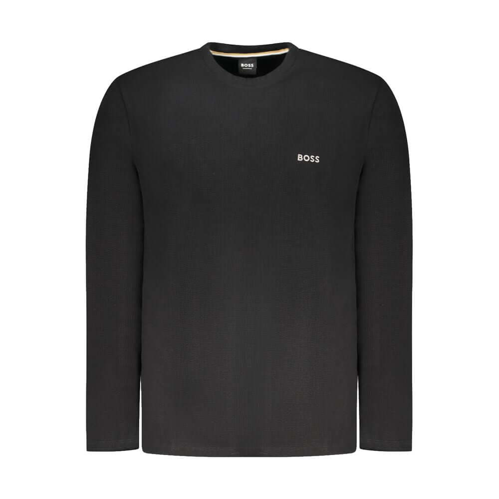 Black Cotton Men SweaterElevate your wardrobe with the epitome of sleek sophistication—this Hugo Boss sweater exudes a confident edge with its sharp black hue and refined embroidery logo detail. Crafted for the modern man who demands both comfort and styl