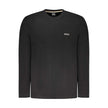 Black Cotton Men SweaterElevate your wardrobe with the epitome of sleek sophistication—this Hugo Boss sweater exudes a confident edge with its sharp black hue and refined embroidery logo detail. Crafted for the modern man who demands both comfort and styl