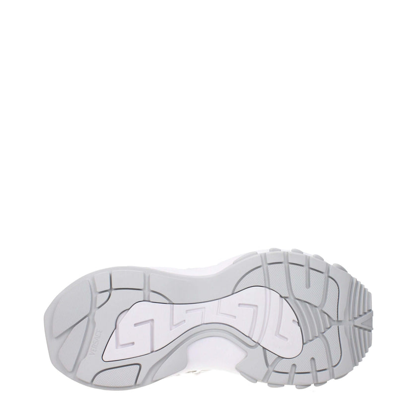 White Fabric Chunky SneakersDescription: The product with MPN 10163801A115096W690 and code F84049 fabric in white is a sneakers designed by Versace. It has features like front logo, side logo, back logo.White Fabric Chunky Sneakers${tagsVersaceAulae White