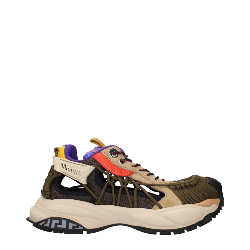 Beige Leather Athletic SneakersDescription: The product with MPN 10167111A126776Y40P and code F84048 suede in beige is a sneakers designed by Versace. It has features like front logo, side logo, back logo. Additional Info: Style: Sporty Glam Closing type: