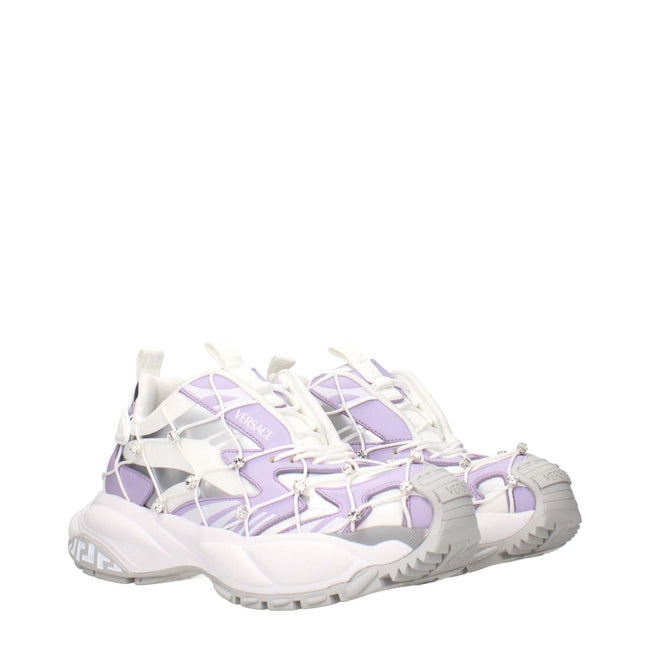 White Fabric Chunky SneakersDescription: The product with MPN 10163801A115082WX30 and code F85151 fabric in white is a sneakers designed by Versace. It has features like front logo, side logo, rhinestone.White Fabric Chunky Sneakers${tagsVersaceAulae Whit
