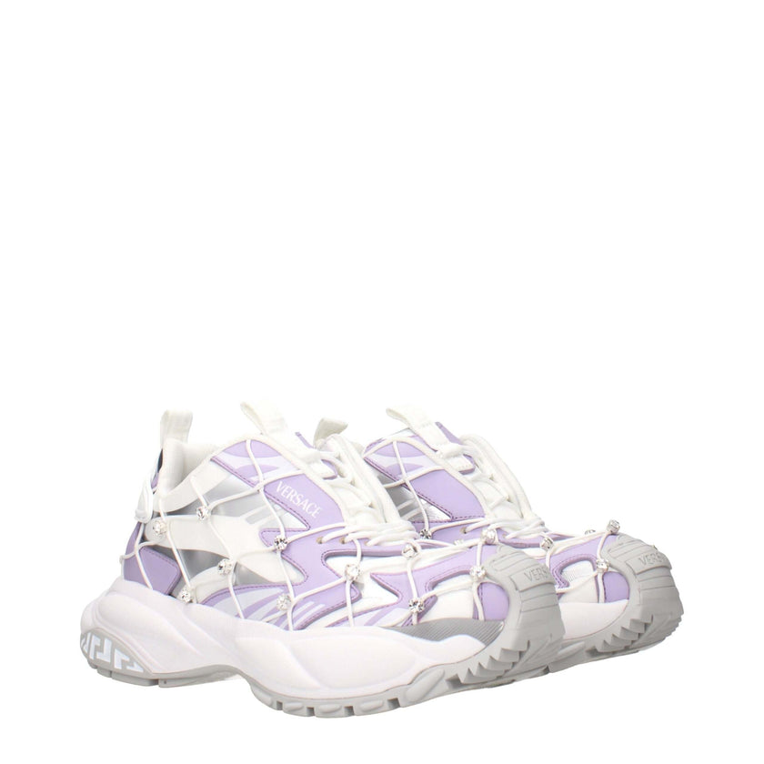 White Fabric Chunky SneakersDescription: The product with MPN 10163801A115082WX30 and code F85151 fabric in white is a sneakers designed by Versace. It has features like front logo, side logo, rhinestone.White Fabric Chunky Sneakers${tagsVersaceAulae Whit
