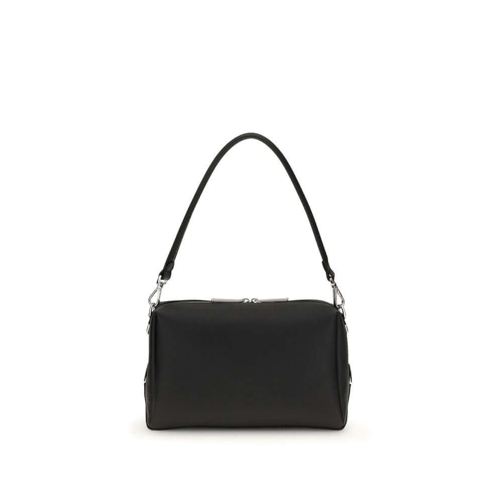 Black Calf Leather Bos Taurus Shoulder BagThe Lui Bag by Fendi features a soft, structured design with a clean, contemporary aesthetic. Crafted from black grained calf leather, it’s enhanced by a long double-slider zip and signature FF metal accents on th
