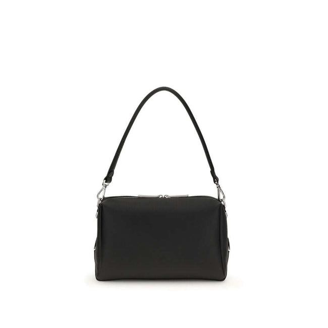 Black Calf Leather Bos Taurus Shoulder BagThe Lui Bag by Fendi features a soft, structured design with a clean, contemporary aesthetic. Crafted from black grained calf leather, it’s enhanced by a long double-slider zip and signature FF metal accents on th