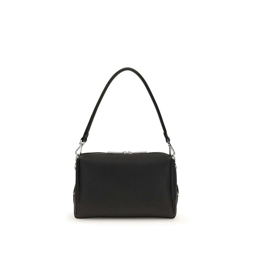 Black Calf Leather Bos Taurus Shoulder BagThe Lui Bag by Fendi features a soft, structured design with a clean, contemporary aesthetic. Crafted from black grained calf leather, it’s enhanced by a long double-slider zip and signature FF metal accents on th