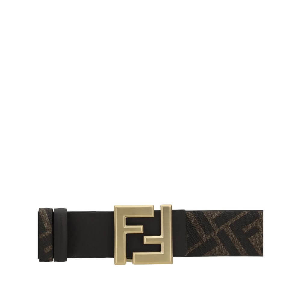 Brown Calf Leather Bos Taurus Regular BeltThe Fendi FF Logo reversible Belt is a versatile and classy accessory. Crafted from smooth leather, it offers two looks in one: on one side, the FF pattern printed with the brand’s iconic logo, while on the other,