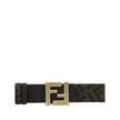 Brown Calf Leather Bos Taurus Regular BeltThe Fendi FF Logo reversible Belt is a versatile and classy accessory. Crafted from smooth leather, it offers two looks in one: on one side, the FF pattern printed with the brand’s iconic logo, while on the other,