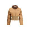 Brown Polyester Full-Length JacketThe Fendi cropped Down Jacket redefines winter outerwear with a contemporary elegance. Quilted padding and a high collar ensure warmth and protection, while the ribbed knit waistband in a tone-on-tone finish sculpts the s