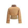 Brown Polyester Full-Length JacketThe Fendi cropped Down Jacket redefines winter outerwear with a contemporary elegance. Quilted padding and a high collar ensure warmth and protection, while the ribbed knit waistband in a tone-on-tone finish sculpts the s