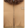 Brown Polyester Full-Length JacketThe Fendi cropped Down Jacket redefines winter outerwear with a contemporary elegance. Quilted padding and a high collar ensure warmth and protection, while the ribbed knit waistband in a tone-on-tone finish sculpts the s