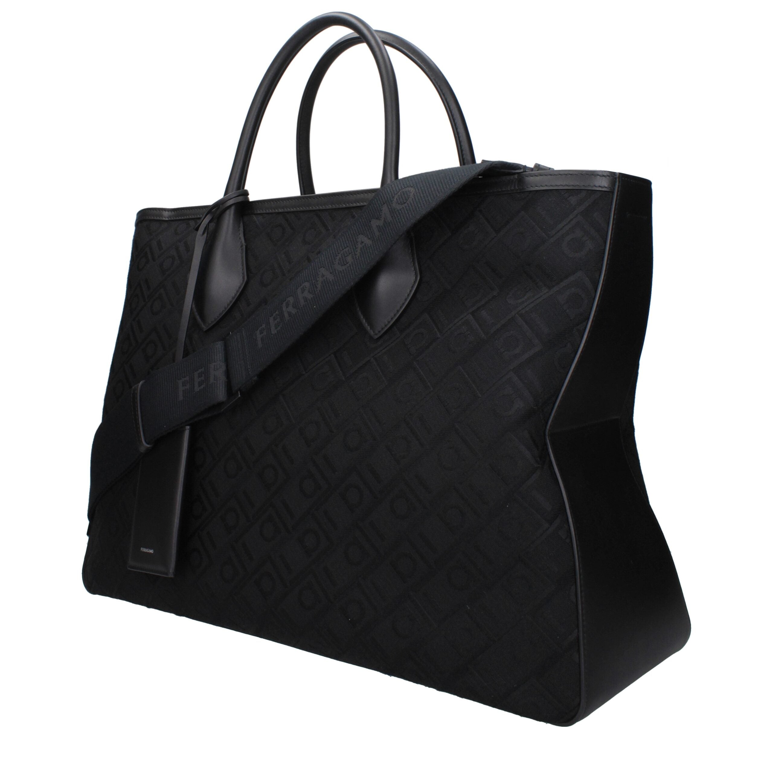 Black Synthetic Handbag with Removable Details by Salvatore Ferragamo